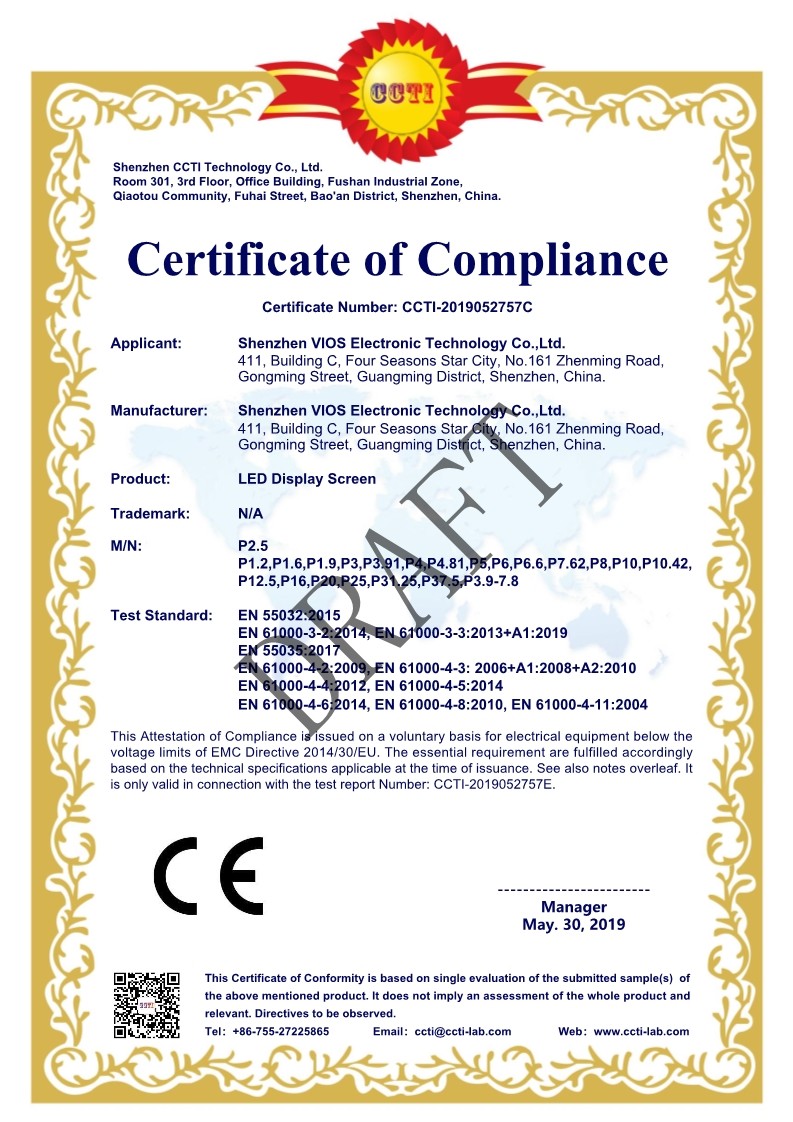 China Shenzhen Vios Electronic Technology Co., Ltd Certificaciones